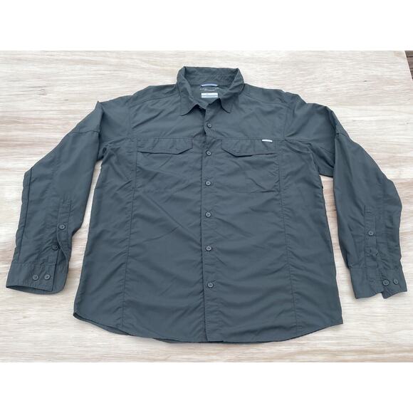 Columbia Omni-Shade Fishing/Hiking Button Front Shirt Men's Green Olive‎ Size L - Picture 1 of 7